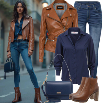tenues avec Marron/Beige Vintage Veste en Cuir/Bomber en Cuir/Veste en Cuir/Veste Wax JP1880 "Tenue de printemps à la mode"