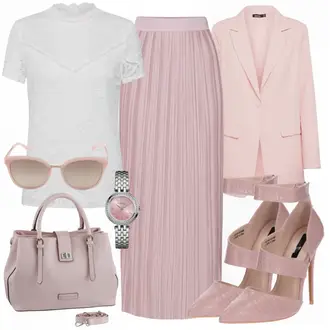 Outfit mit Lila/Rosa Short Große Größe/Kleid Große Größe/Strick Große/Hose Große Größe/Crinkle Rock/Italienischer Rock/MaxiRock/MidiRock/Moderne Rock/PlisseeRock/Hochzeitsgast Rock About You "VILA Shirt"