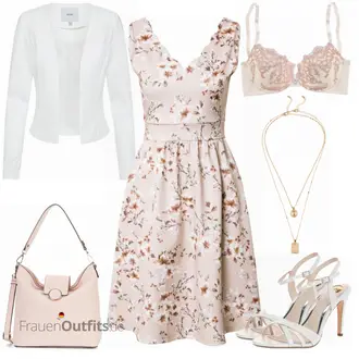 Geblümt Outfit mit Rosa/Lila/Weiß/Braun Kleid Große Größe/A-Linien Kleid/Lässiges Kleid/Baumwollkleid/Kleid mit Tasche/Bedrucktes Kleid/Kleid Standesamt-gast/Ärmelloses Kleid/Sommerkleid About You "Date Look"