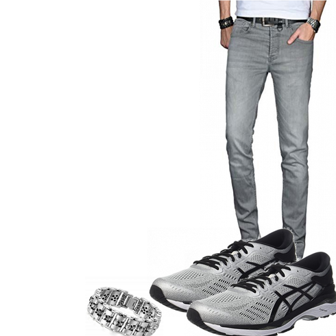 Grau Schuh Asics kombinieren