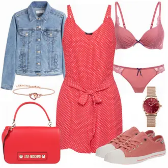 Outfit mit Rot Jumpsuit Only "Love Moschino"
