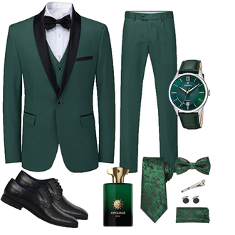 Paisley-Muster Outfit mit Grün/Schwarz RBOCOTT "Business Outfits"