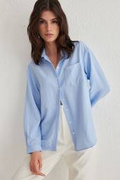 Light Blue Stone Detail Woven Shirt