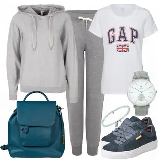 Sport Outfits mit Grau/Weiß Bluse Große Größe GAP "GrayLook"