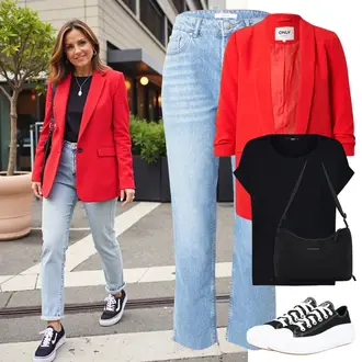 Outfit mit Schwarz/Weiß Canvas-Sneaker/Sneaker Low/Plateau-Sneaker Converse "Frühlingsoutfit"