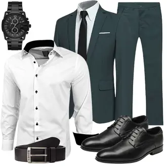 Latex Outfit mit Schwarz Bruno Marc "Elegant Business Outfit"