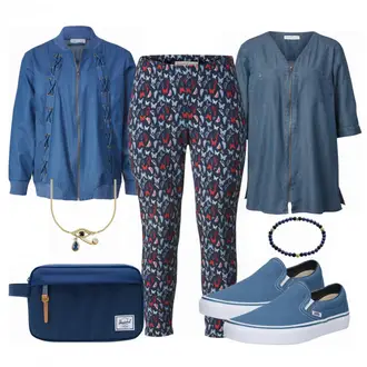 Feine Outfit mit Dunkelblau Canvas-Sneaker Vans "GHappy in Blue"Look: Classic, Uni, Feine