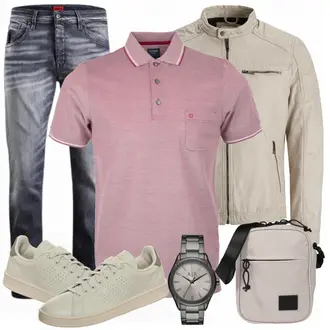 Outfit mit Beige/Grau Sneaker Adidas Originals "Freizeit Outfit"
