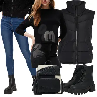 Outfity z džínu Zima s Tmavě modrá/Modrá Kožená bunda/Kotníková Bota/Push up Džín/Džíny s Rozparkem/Kožené Boty/Zkrácené Džíny/High Waist Džínové Kalhoty/Zimní bunda/Slim Fit Džíny Pieces "Perfekt na podzim"