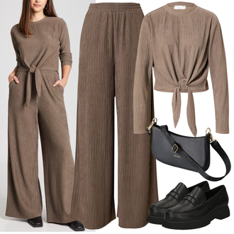 Outfit mit Khaki/Grau/Braun/Beige Bluse und Tunika/Strick Große/Carmenpullover/Crop Pullover/Cut Out Pullover/Feinstrickpullover/Einfacher Pullover/Samt Pullover/Wickel Pullover/Kaschmir-Strickjacke/Rundhals-Strickjacke/Kurze Strickjacke/Wickelstrickjacke guido maria kretschmer women "Perfekt für den Herbst"