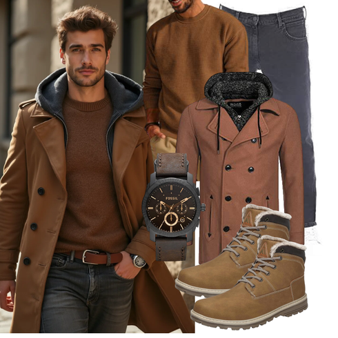 Khaki/Braun/Beige Trekkingstiefel/Schnürstiefel/Wasserdichter Stiefel/Herren Lederschuhe/Wattierte Stiefel/Winter Stiefel/Klassischer Stiefel/Winter Sneaker/Gefütterte Stiefelette/Winter Stiefelette Mishansha kombinieren