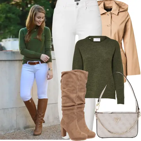Comment poter Blanc/Crème/Gris Jeans Capri/Bottine Cheville/Jean Taille Basse/Jean Coupe Slim/Jeans Femme Longueur 7/8/Jeans à Enfiler/Jeans avec Fente/Chaussures en Cuir/Jean Push-up/Jeans Thermiques VERO MODA avec Beige/Marron/Kaki Trench Manteau/Duffle Manteau/Manteau Léger/Manteau de Pluie/Manteau de Pluie & Manteau Fonctionnel/Manteau D'été/Manteau de Mi-saison/Women's Trenchcoats VERO MODA