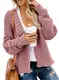Damenmode Kabel Stricken Copped Strickjacke klobig Stricken locker sitzende Pullover Mantel solide Farbe Tops Rosa S