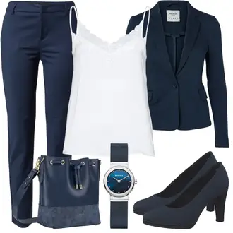 Outfit mit DunkelBlau/HellBlau/Blau Lederjacke/Blazerjacke/Blusenblazer/Boyfriend Blazer/Lässiger Blazer/Baumwoll ­Blazer/Eleganter Blazer/Strick­blazer/Kurzblazer/Sweatblazer/Lederjacke für Männer/Lederjacke VERO MODA "Klassisches Frühlings Outfit"