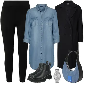 Sommer Outfit mit Blau/Hellblau Jeanskleid/Hemdkleid/Jeans Bluse/Longbluse/Tuniken-Shirt VERO MODA "Jeans Alltagslook"