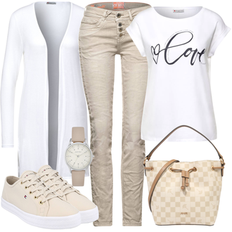 Outfit mit Rosa/Beige/Blau/Grau Sneaker Tommy Hilfiger "Street Style Outfit"