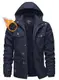 KEFITEVD Warme Winterjacken für Herren Sherpa Gefüttert Cargo Jacke Thermo Arbeitsjacke Winter Mantel Outdoorjacke Männer Dunkelblau M
