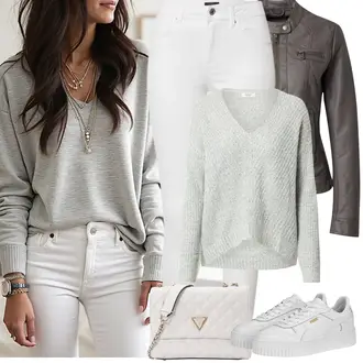Carina Outfit sa Bijela/Bež Tenisica s platformom Puma "Proljetni Outfit"