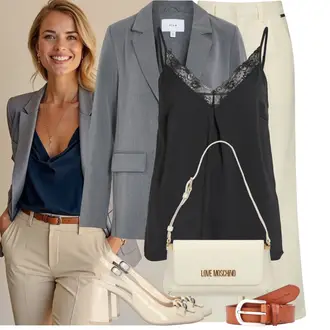 Outfit met Khaki/wit/beige/Crème Broek met split/Wijd Uitlopende Broek/Linnen Broek/Wijde broek/Traditionele Broek/Mousseline Broek/Palazzo Broek/Wijde Broek/Marlene Broek vingino "Modieuze lente-outfit"