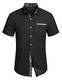 COOFANDY Herren Kurzarm Hemd Freizeithemd Paisley Shirt Regular Fit Kentkragen Baumwollmischung Hemden für Männer, Schwarz, M
