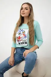 Blouse with 3D Watch mint graphics