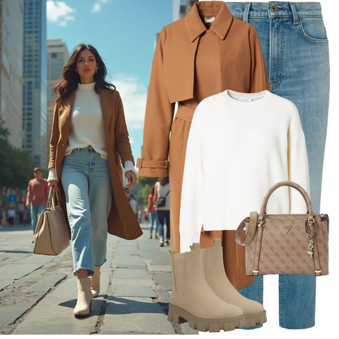 Comment poter Bleu clair/Bleu Pantalon Grande Taille/Jeans Jean Dad/Girlfriend Jeans/Jean Court/Mom Jean/Jeans vintage/Jean Fuselé/Jeans avec Fente/Jeans Femme Longueur 7/8/Jean Boyfriend Pepe Jeans avec Marron/Beige Manteau en Laine/Manteau Long/Manteau Vintage/Long manteau/Manteau de Mi-saison/Trench Manteau/Manteau Mi-long/Manteau en Cachemire/Women's Trenchcoats kendall for about you