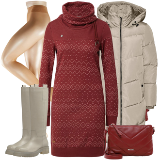 Skating Outfit sa Crvena/Tamnocrvena/Vinski Crveno Haljina Veći Broj Ragwear "Zimski outfit"Look: Hodanje, Skating