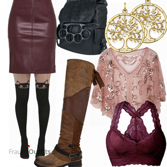 Winter Outfits Jeans mit Rot Stiefel Ital Design "Gala Alptraum"