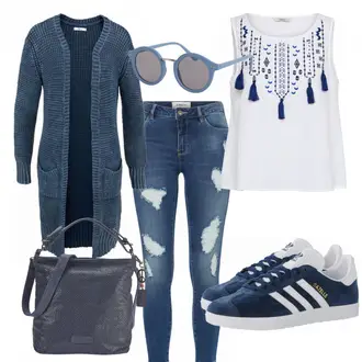 Gazelle Outfit mit Grau Sneaker Adidas Originals "Sally"
