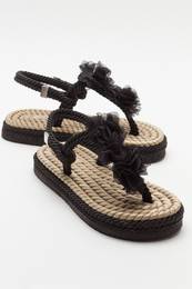 SANTRA Women's Black Flip-Flops Sandals