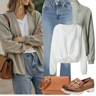 bez zatvarača Outfit sa Kaki/Svjetlozelena/Tamnozelena/Zeleno Nekategorizirano About You "Proljetni Outfit"