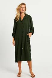 Women's Khaki Shirt Dress LV178