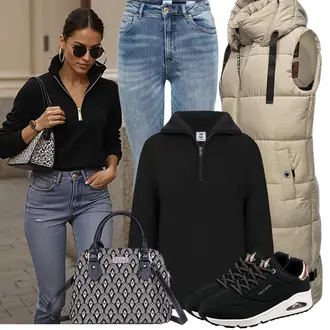 Winter Outfit mit Schwarz/Blau Bequemer Schuh/Sommer Sneaker/Sneaker Low/gesundheitsschuh/Walkingschuh/Schmaler Sneaker/Winter Sneaker Skechers "Modisches Freizeit Outfit"