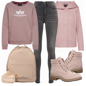 Outfit met grijs Alpha Industries "Only"