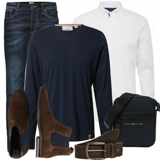 Outfit mit Schwarz Stiefel Tommy Hilfiger "Alltags Outfit"