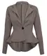 Damen-Blazer mit Rüschen und Schößchen, schmale Passform, Mokka, Größe 38
