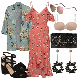Outfit mit Bademode Großer Cup Lascana "FloralArt"