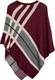 styleBREAKER Feinstrick Poncho mit farblich abgesetzten Streifen, Rundhals, gestreift, Oversize Look, Damen 08010041, Farbe:Bordeaux-Rot
