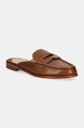 Usnjeni natikai Lauren Ralph Lauren Wynnie Mule enski, rjava barva, 802943791002