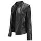 Damen Trendy Kunstleder Jacke Moto Kurz Jacke Mode PU Jacke Mantel, schwarz, Medium
