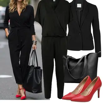 Latex Outfit mit Rot Eleganter Schuh/Vintage Pumpe/Business-Schuh/Hochfrontpump DREAM PAIRS "Eleganter Look"