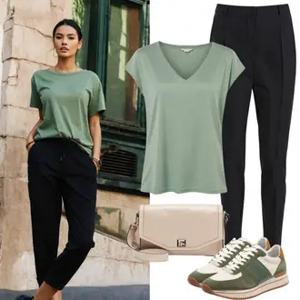 Techno outfit mit Zelena/Svetlo zelena Srajčni komplet/Majica za trening/Majica za spanje/Kratka majica/Majica s kratkimi rokavi/Majica Under Armour "Pomladanska obleka"Look: Techno, Brez šivov, Okus slabih, Skater, Disko, Egirl, Goa, Delovna oblačila