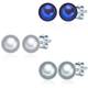 Valero Pearls 3-er Set Silberohrstecker mit Süßwasser-Zuchtperlen opal / dunkelblau / silber / weiß