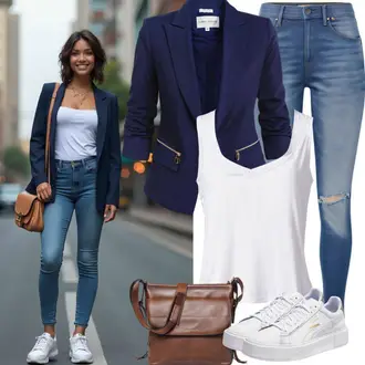 Outfit met Canvas sneaker/Leren sneaker/Lage Sneaker/Platte sneaker/Skateschoen/Smalle sneaker/Sneaker met gaatjesmotief/Sneaker met Glitter/Sneaker met Zijrits/Zomer sneaker/Vintage Sneaker Puma "Lichte outfit"