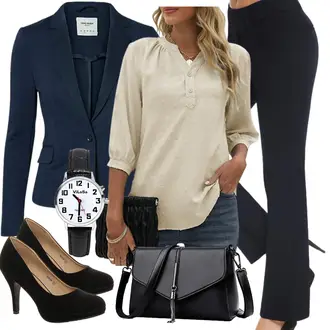 70er Outfit mit Schwarz/Dunkelblau/Fliederfarben Slim Hose/Schlaghose/Ausgestellte Hose/Bootcut Pant/Hose mit Schlitz Bamans "Eleganter Look mit Hosenanzug"Look: Casual, Business, Elegant, Nahtlos, Premium, Edel, Classic, Workwear, Smart Casual, Schick, Schlichte, 70er