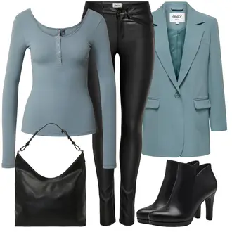 Winter Outfits Festlich mit Türkis/HellBlau/Blau Mantel/Boyfriend Blazer/Lederjacke/Eleganter Blazer/Longblazer/Oversize Blazer/Lederjacke für Männer Only "Outfit für den Winter"Look: Uni, Büro, Schick, Business, Festlich, Edel, Classic