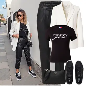 Carina Outfit sa Crna Tenisica s platformom/Niska Tenisica/Skate cipela/Kožna Tenisica Puma "Proljetni outfit"