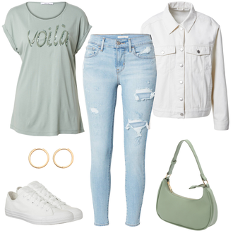 Freizeit Outfits Kate mit Hellblau/Hellgrün/Grün/Türkis Bluse Große Größe/Shirt & Top Große Größe/Tunika About You "Voila Freizeitlook"