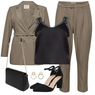 Mit Gürtel Outfit mit Braun/Khaki/Grau/Beige Mantel/Trachtenblazer/Blazerjacke/Boyfriend Blazer/Cargoblazer/Lässiger Blazer/Lederjacke/Zweireiher Blazer/Eleganter Blazer/Longblazer/Oversize Blazer/Lederjacke für Männer guido maria kretschmer curvy "Schickes Business Outfit"