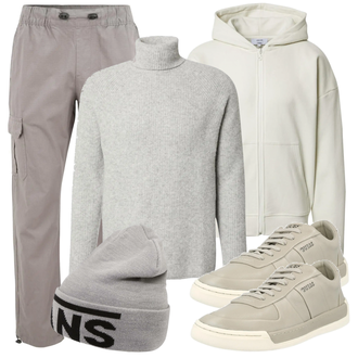 Outfit mit Grau Rollkragenpullover DAN FOX APPAREL "Alltags Outfit"